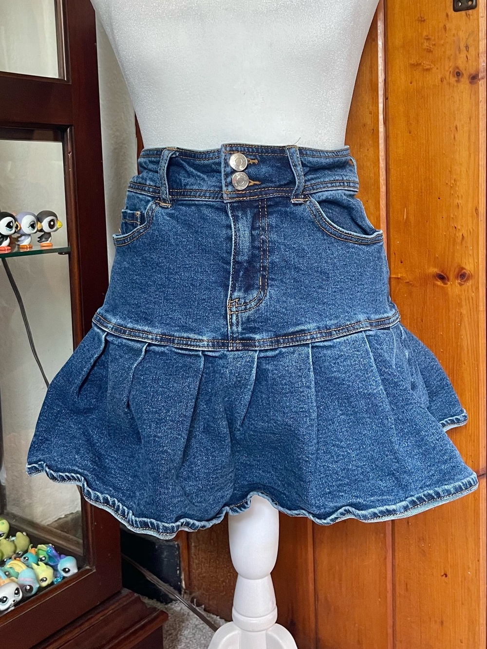 Wild Fable Denim Blue Mini Ruffled Skirt Size 6
